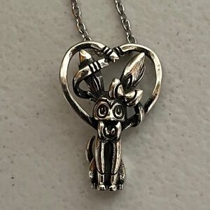 Sylveon Pokemon Charm Pendant Adjustable Necklace Anime Chain Jewelry Silver